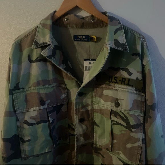 Polo Ralph Lauren Camo Military Over Shirt U.S.-R.L. Jacket Camouflage ( L ) - Picture 3 of 12